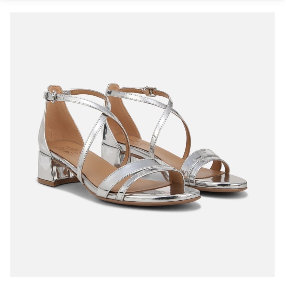 Naturalizer June Metallic Silver Dress Sandals size 7M